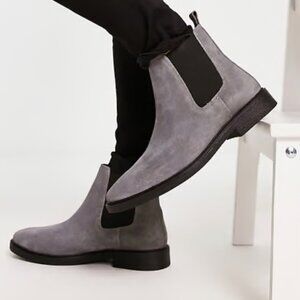 Miss Smart Faux Suede Gray Chelsea Rain Boots